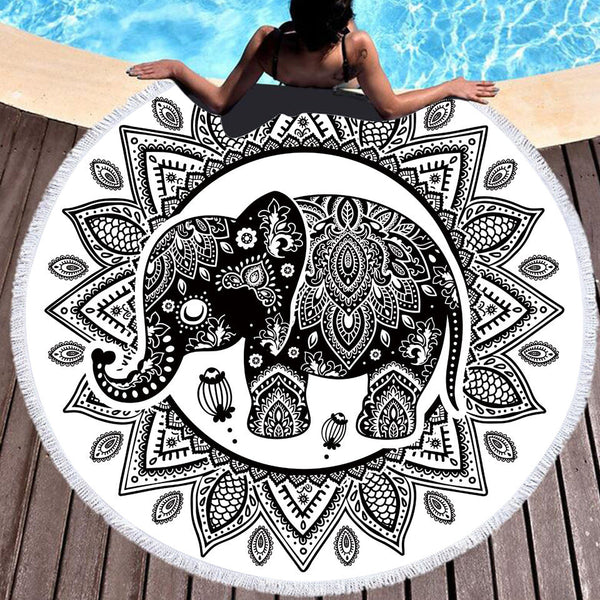 HKM-354067 Colorful Tie-Dye Microfiber Round Beach Towel - 150x150cm, Ultra-Soft Superfine Fiber, Lightweight Design