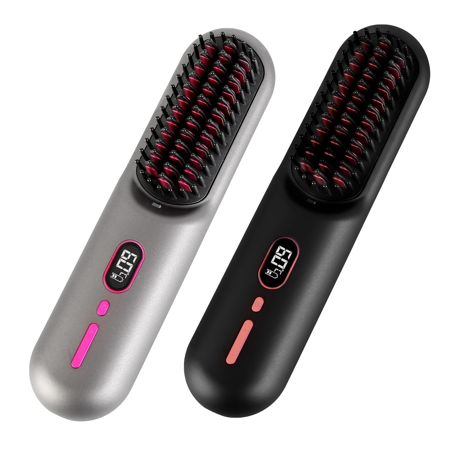 HKM-354067 Cordless Mini Hair Straightener Brush with 12 Heating Levels, Anti-Scald Design, and 30Mins Auto Sleep