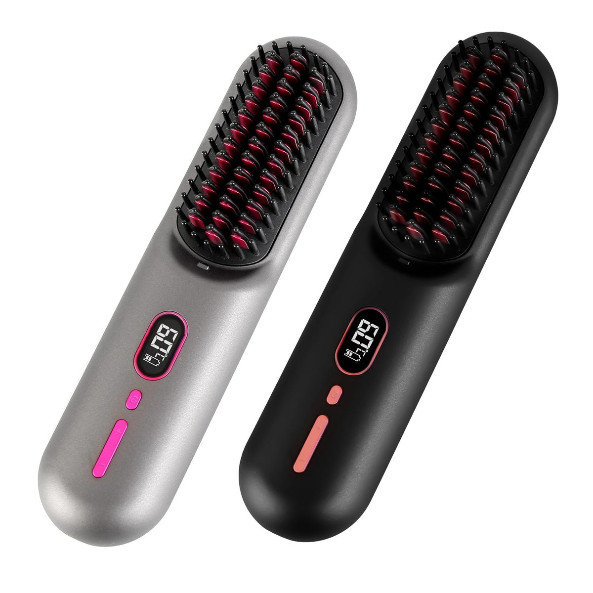HKM-354067 Cordless Mini Hair Straightener Brush with 12 Heating Levels, Anti-Scald Design, and 30Mins Auto Sleep