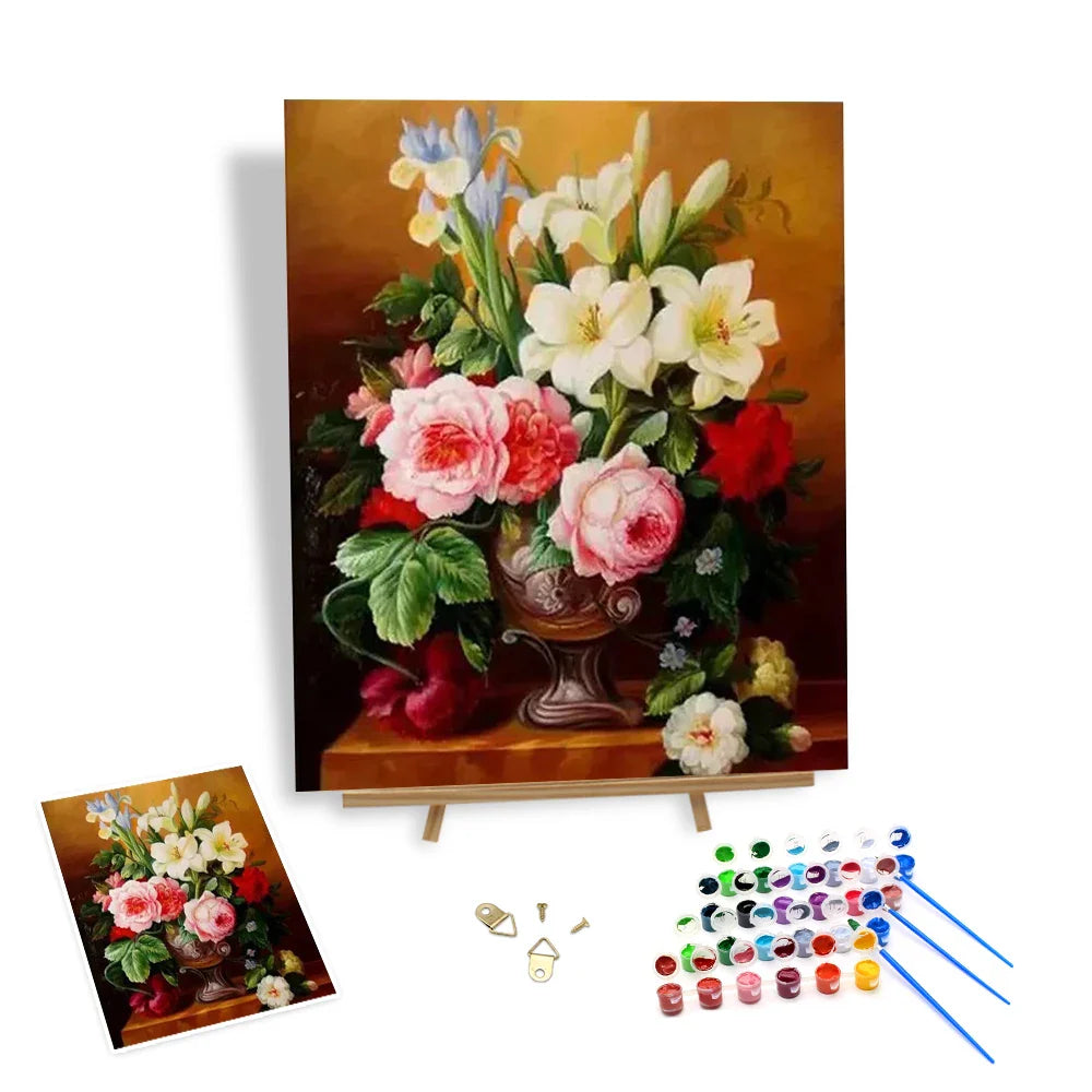 HKM-354067 Elegant Vase DIY Paint by Numbers Canvas Wall Art for Home Decoration