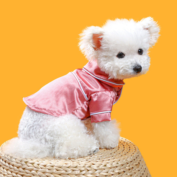 HKM-3540797 Comfortable Silk Pet Pajamas in Pink and Navy Blue, Cotton Material, Sizes XS to XXL