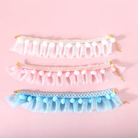 HKM-3541949 Adjustable Lace Pet Collar for Cats and Dogs - Pink, Blue, White Organza, Small to Medium Sizes