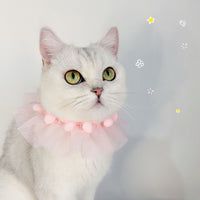 HKM-3541949 Adjustable Lace Pet Collar for Cats and Dogs - Pink, Blue, White Organza, Small to Medium Sizes