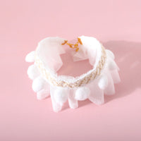 HKM-3541949 Adjustable Lace Pet Collar for Cats and Dogs - Pink, Blue, White Organza, Small to Medium Sizes