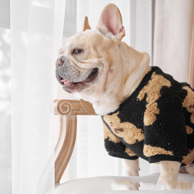 HKM-3545021 Cozy Coral Fleece Thick Corduroy Pet Shirt for Warm Comfort