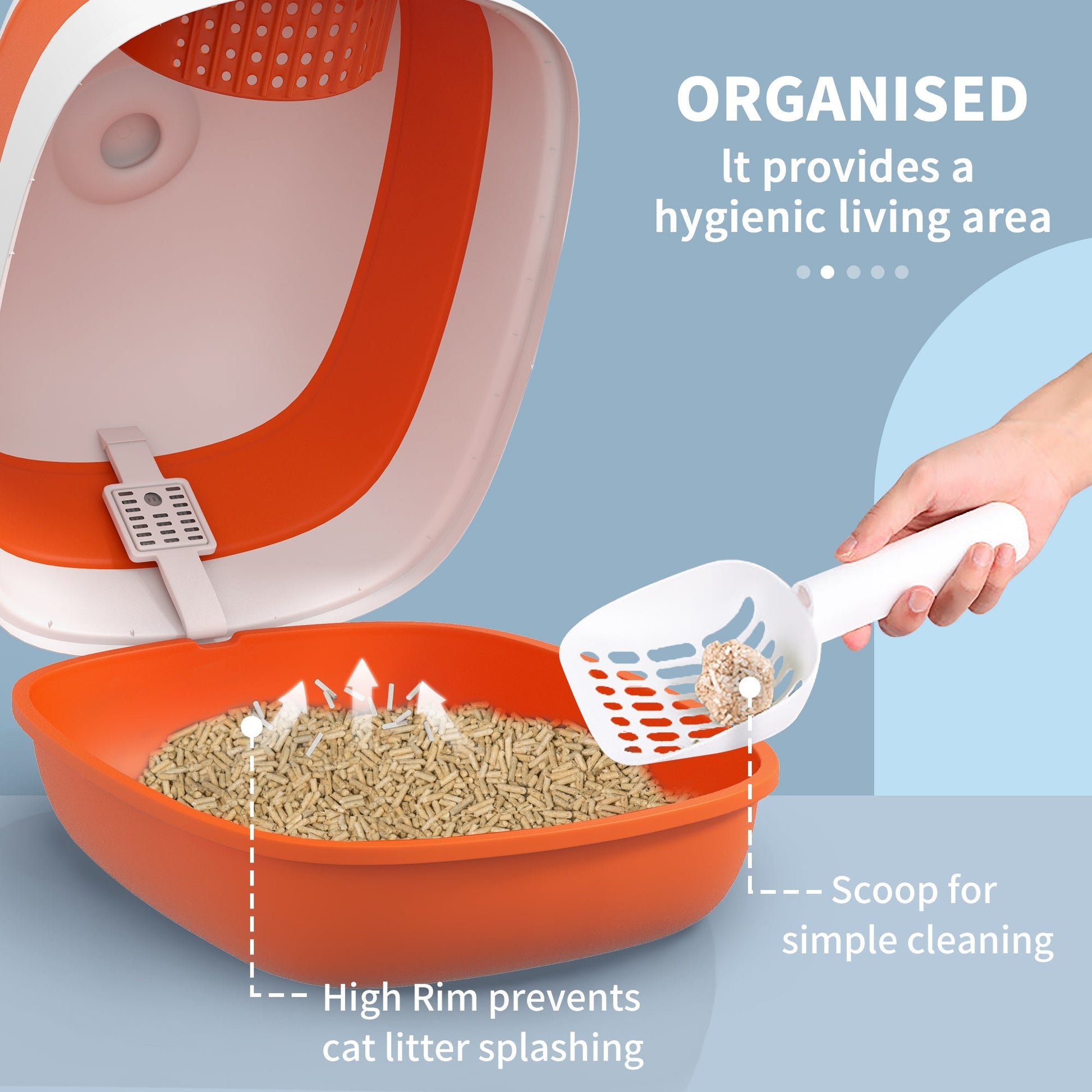 HKM-3545405 Dome Covered Cat Litter Box with Privacy Lid and Air Freshener