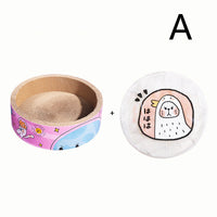 HKM-3545917 Round Cat Scratcher - Pink High-Density Corrugated Paper Design for Grooming and Play