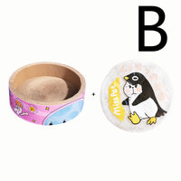 HKM-3545917 Round Cat Scratcher - Pink High-Density Corrugated Paper Design for Grooming and Play