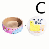 HKM-3545917 Round Cat Scratcher - Pink High-Density Corrugated Paper Design for Grooming and Play