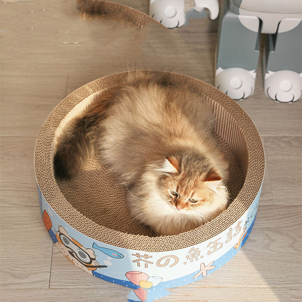 HKM-3545917 Round Cat Scratcher - Pink High-Density Corrugated Paper Design for Grooming and Play