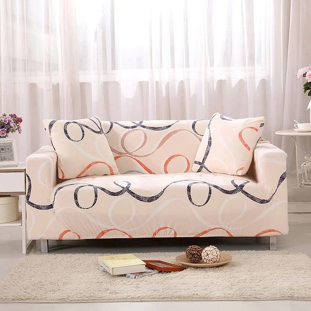 HKM-354707 Curve Slipcover in Geometric Abstraction for Double Seat Sofas