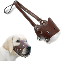 HKM-3547197 Adjustable Leather Dog Muzzle for Small to Large Breeds - Anti-Barking, Breathable, and Allows Drinking and Panting