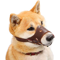 HKM-3547197 Adjustable Leather Dog Muzzle for Small to Large Breeds - Anti-Barking, Breathable, and Allows Drinking and Panting