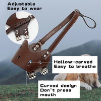 HKM-3547197 Adjustable Leather Dog Muzzle for Small to Large Breeds - Anti-Barking, Breathable, and Allows Drinking and Panting