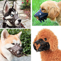 HKM-3547197 Adjustable Leather Dog Muzzle for Small to Large Breeds - Anti-Barking, Breathable, and Allows Drinking and Panting