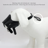 HKM-3547197 Adjustable Leather Dog Muzzle for Small to Large Breeds - Anti-Barking, Breathable, and Allows Drinking and Panting