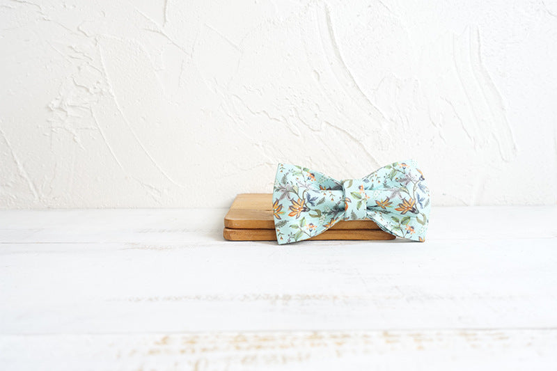 HKM-3547709 Floral Print Dog Collar with Drawstring Bow ¨C Polyester Material