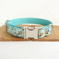 HKM-3547709 Floral Print Dog Collar with Drawstring Bow ¨C Polyester Material