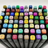 HKM-354771 Dual Brush Manga Sketching Markers Set - 204 Alcohol Felt Pens for Art and School Supplies