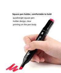 HKM-354771 Dual Brush Manga Sketching Markers Set - 204 Alcohol Felt Pens for Art and School Supplies