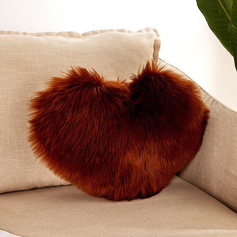 HKM-354771 Heart-Shaped Plush Cushion Pillow Cover in Multiple Colors