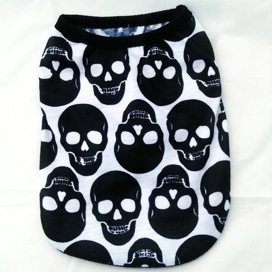 HKM-354899 Colorful Ghost Head and Skull Halloween Pet Vest in Various Sizes