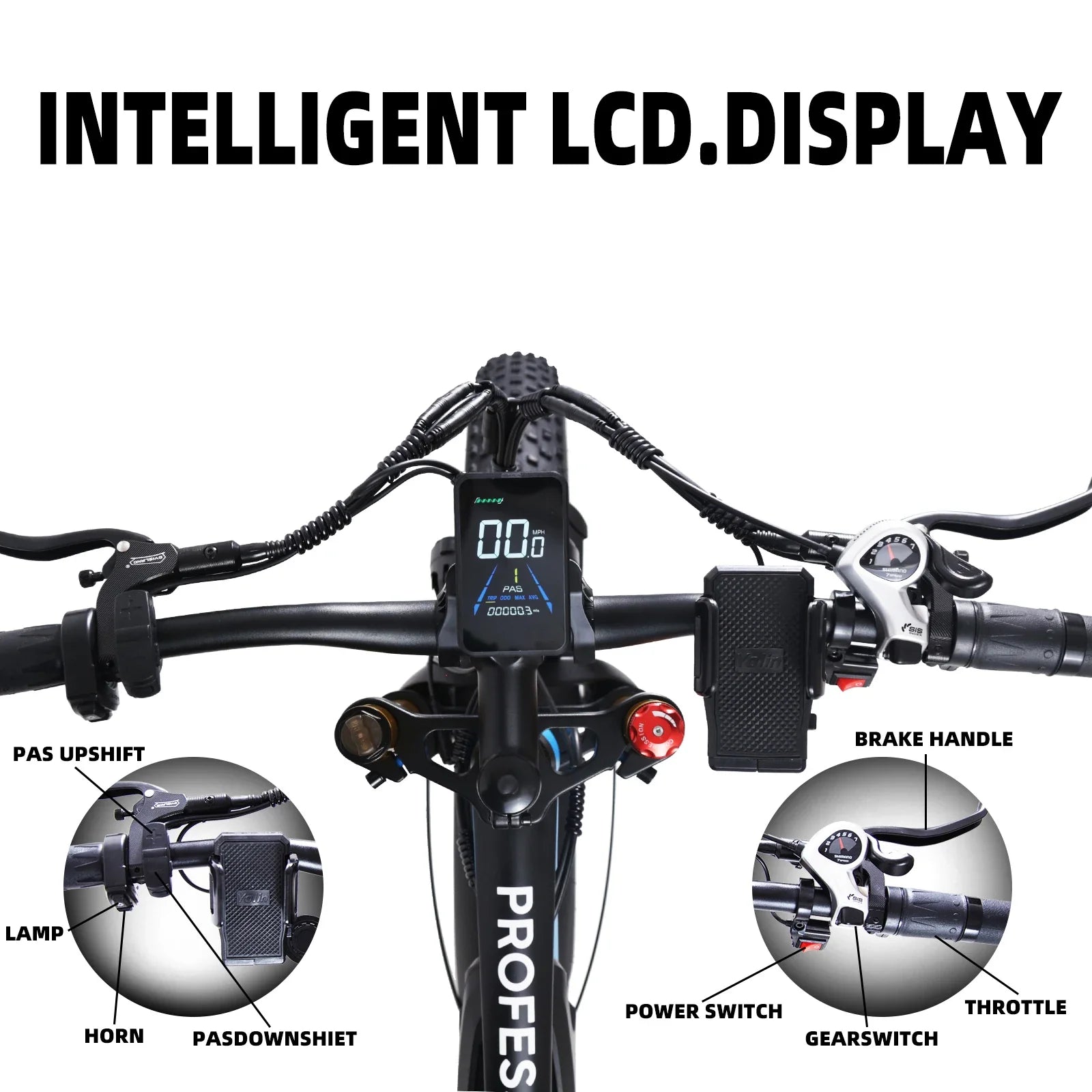 HKM-354963 Electric Bicycle Full Suspension Frame 48V 2000W 23Ah with 26 Inch Fat Tires