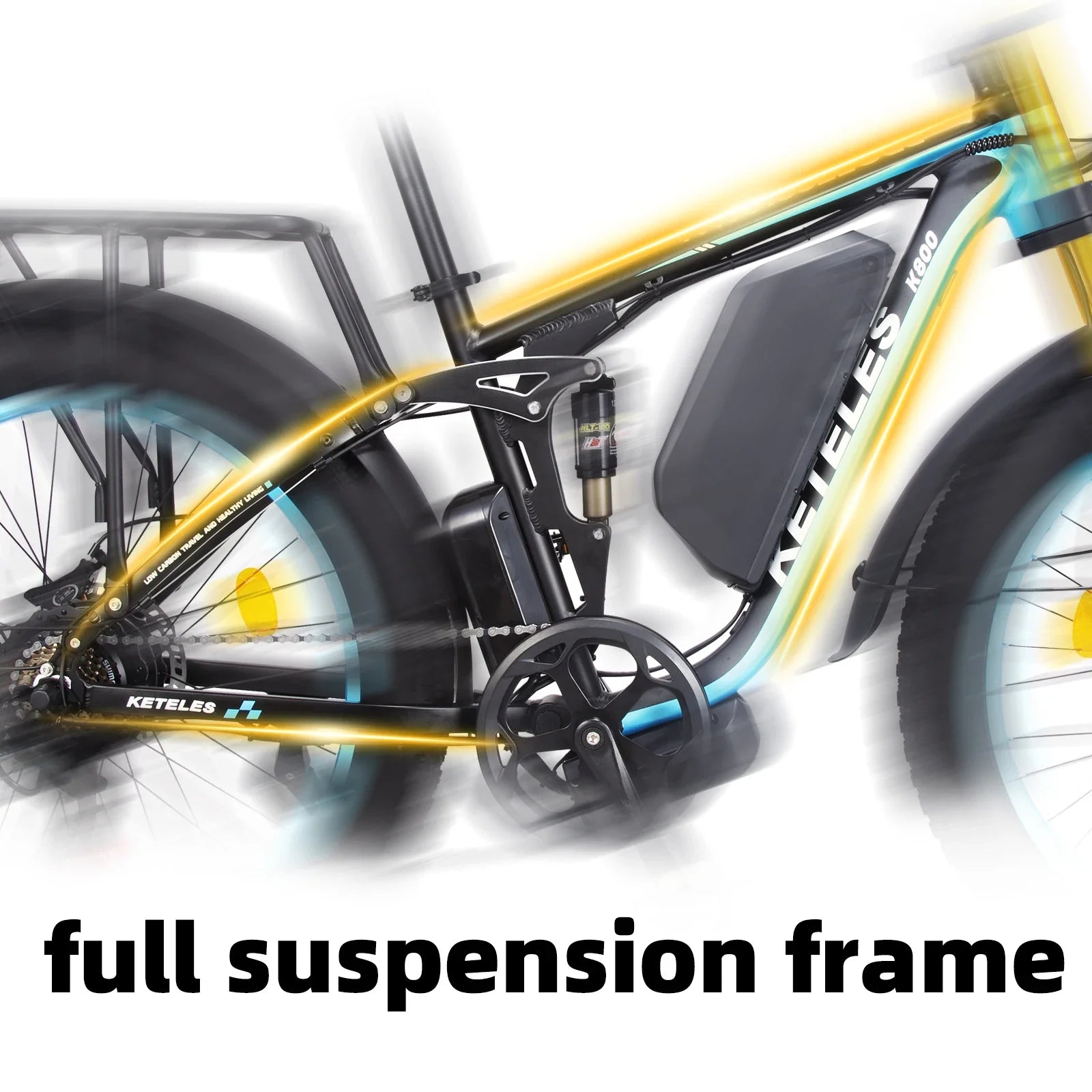 HKM-354963 Electric Bicycle Full Suspension Frame 48V 2000W 23Ah with 26 Inch Fat Tires