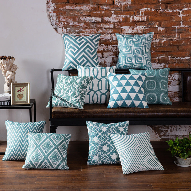 HKM-355027 Geometric Abstract Cotton Cushion with PP Cotton Filling, 45x45cm