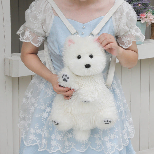 HKM-3551933 Cute Plush West Highland Simulation Doll with Various Scarves for Teens