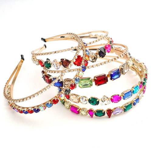 HKM-355219 Elegant Double Alloy Inlaid Drill Women's Headband for Special Occasions