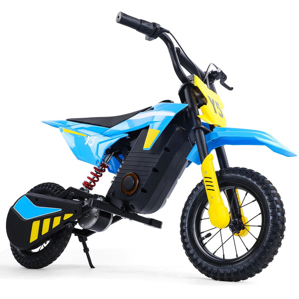 HKM-7355219 Kids Mini Electric Motorcycle 250W Off-Road Dirt Bike, 24V 8Ah Battery, 24.9 mph, 12 in Tires, Rear Disc Brake