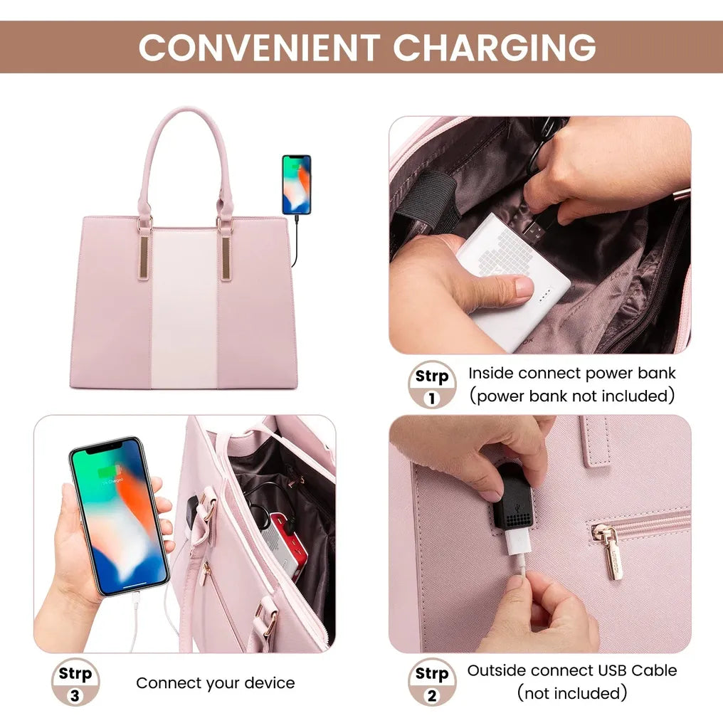 HKM-355347 15.6-Inch Laptop Tote Bag for Work and Travel - Stylish and Functional Women's Shoulder Bag
