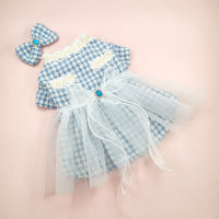 HKM-3553853 Tulle Tutu Skirt for Dogs and Cats with Matching Head Flower - Blue Smile Design