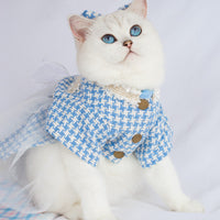 HKM-3553853 Tulle Tutu Skirt for Dogs and Cats with Matching Head Flower - Blue Smile Design