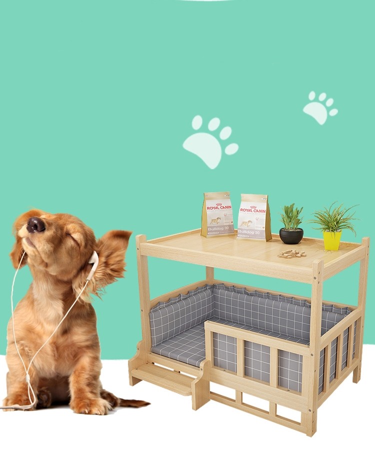 HKM-3554109 Integrated Nightstand Dog Bed with Stylish Cushion Options