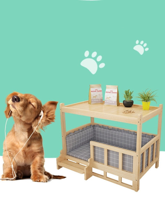 HKM-3554109 Integrated Nightstand Dog Bed with Stylish Cushion Options