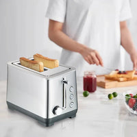 HKM-355539 Stainless Steel 2-Slice Toaster with Wide Slots for Versatile Toasting