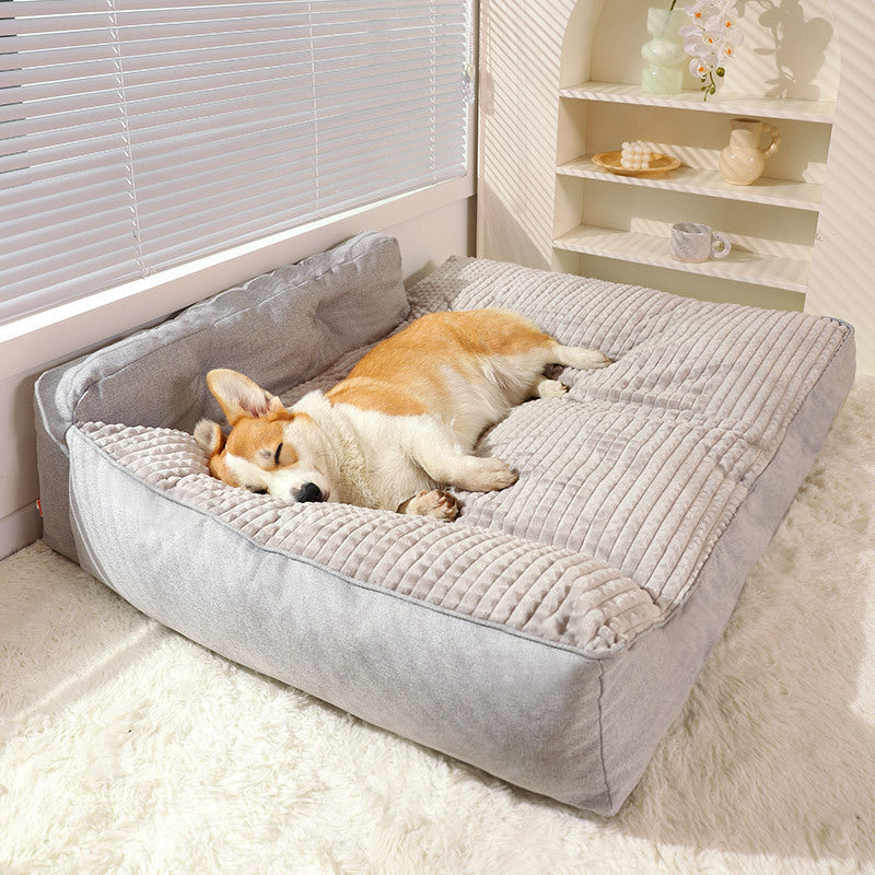 HKM-3555517 Removable and Washable Large Dog Mattress in Elegant Gray and Caramel Coffee Options