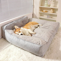 HKM-3555517 Removable and Washable Large Dog Mattress in Elegant Gray and Caramel Coffee Options
