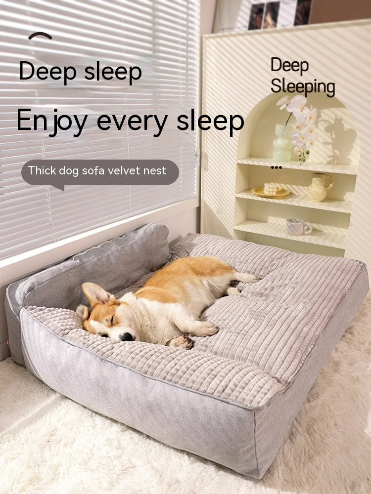 HKM-3555517 Removable and Washable Large Dog Mattress in Elegant Gray and Caramel Coffee Options
