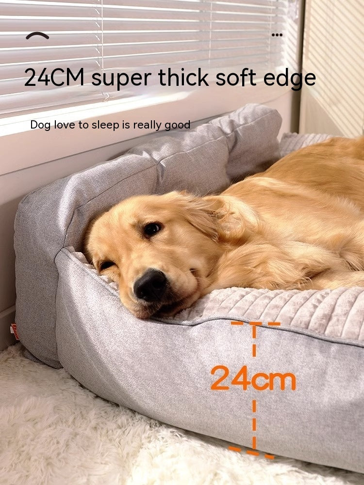 HKM-3555517 Removable and Washable Large Dog Mattress in Elegant Gray and Caramel Coffee Options