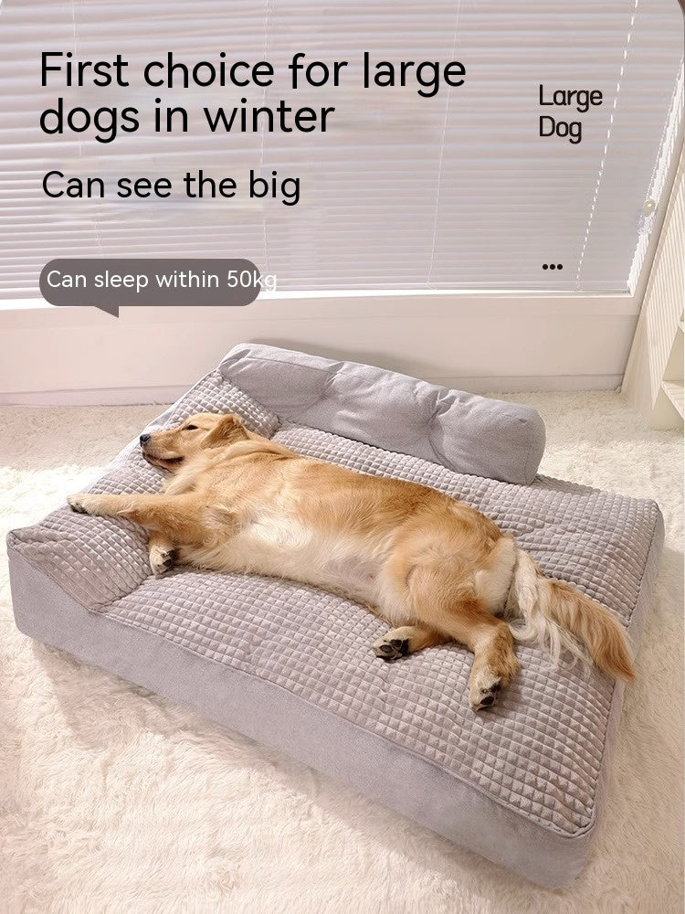 HKM-3555517 Removable and Washable Large Dog Mattress in Elegant Gray and Caramel Coffee Options