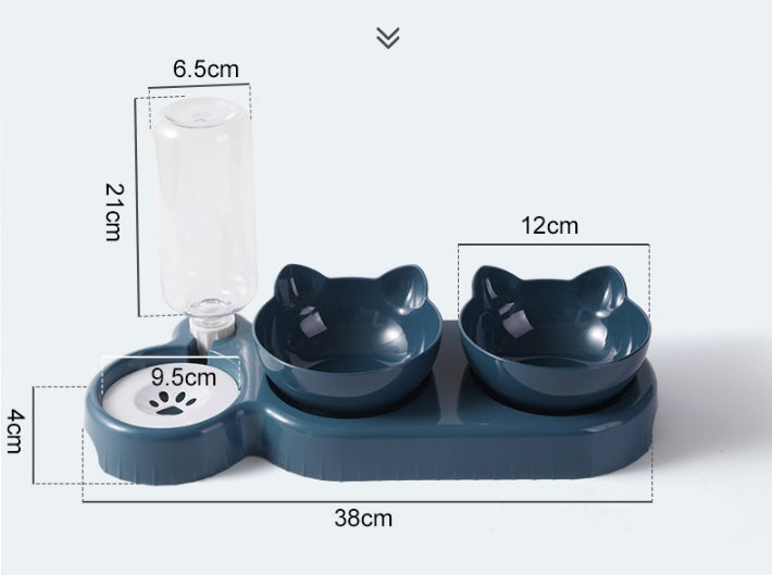HKM-3555645 Double Pet Feeding Bowl for Cats and Dogs - 500ml Capacity, Durable PP Plastic & ABS, Stylish Colors