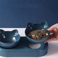 HKM-3555645 Double Pet Feeding Bowl for Cats and Dogs - 500ml Capacity, Durable PP Plastic & ABS, Stylish Colors