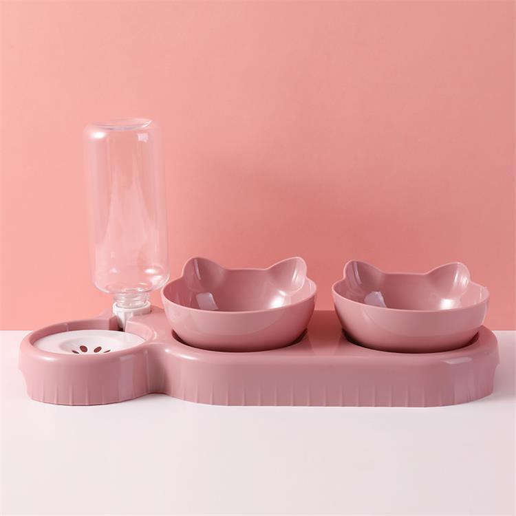 HKM-3555645 Double Pet Feeding Bowl for Cats and Dogs - 500ml Capacity, Durable PP Plastic & ABS, Stylish Colors