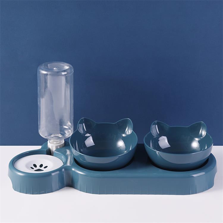 HKM-3555645 Double Pet Feeding Bowl for Cats and Dogs - 500ml Capacity, Durable PP Plastic & ABS, Stylish Colors