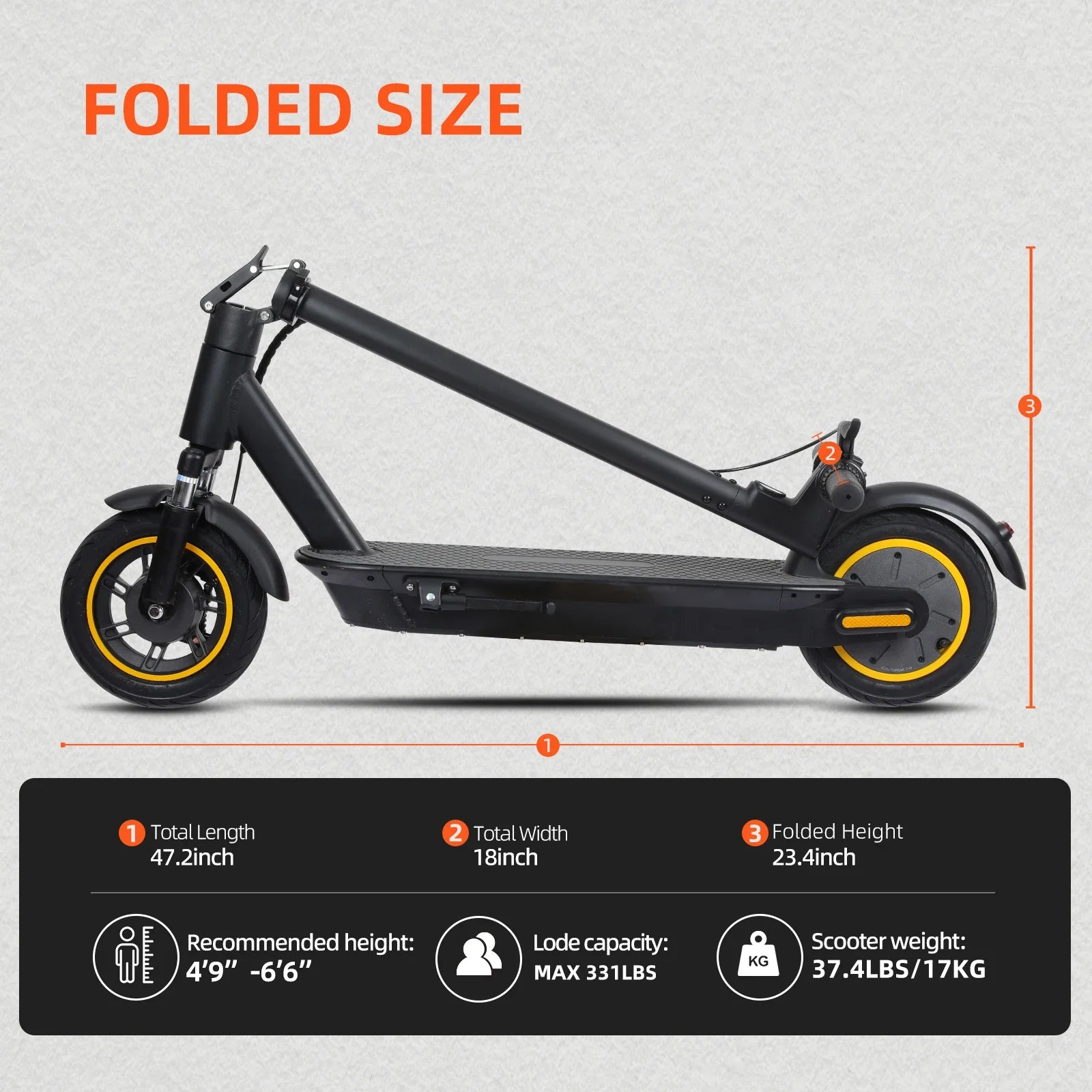 HKM-355667 Foldable 10-Inch Electric Scooter with 500W Motor, 36V 15Ah Battery, 40KM Range, Disc Brakes, Waterproof Design