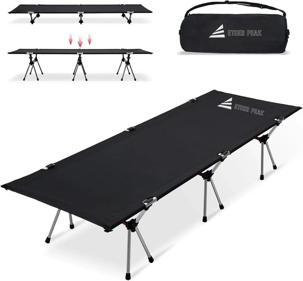 HKM-355667 Heavy Duty Portable Folding Camping Cot for Outdoor Use, Compact and Easy to Set Up Stretchers