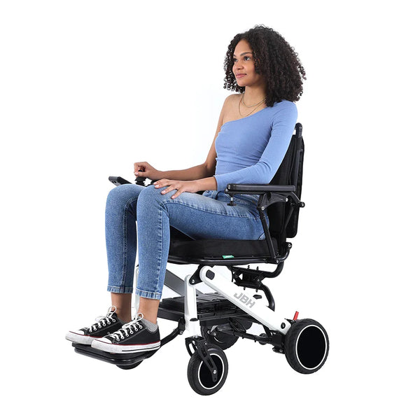 HKM-2355667 Lightweight Folding Electric Wheelchair, Dual 250W, 2x 12Ah, 12.4 mi, 3.7 mph, 330 lb, Aluminum